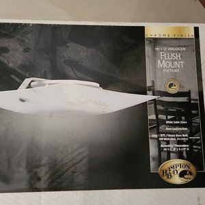 Hampton Bay 14.5 in Halogen Square Flush Mount Fixture Chrome Finish  new in box